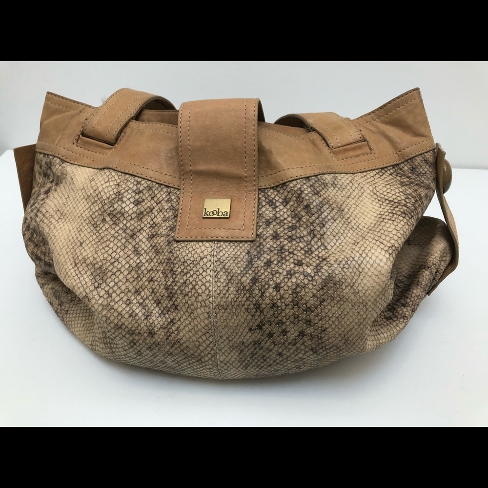 Kooba python print leather handbag